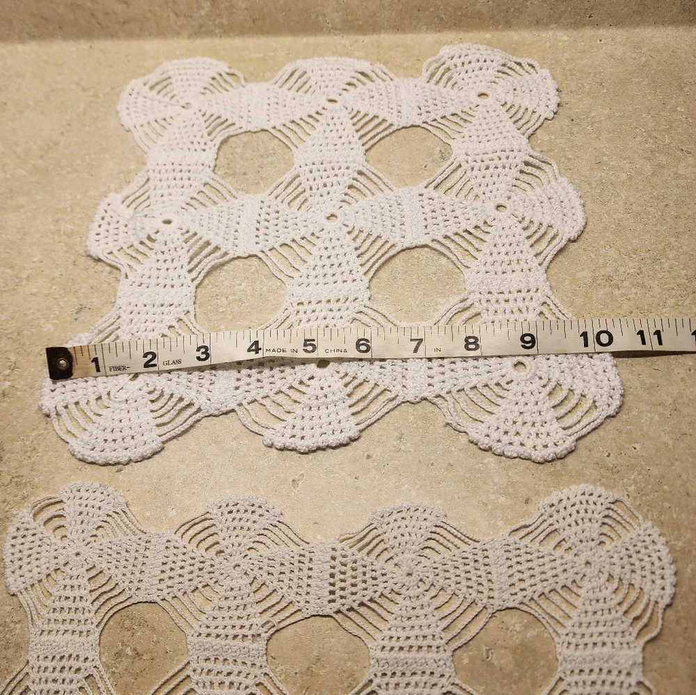 Crochet White Handmade Doilys Set Of Two